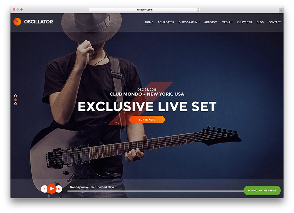 WordPress Themes for Musicians - Oscillator