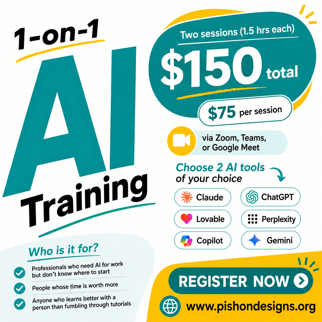 1 on 1 AI (Virtual) Training (2 Sessions)
