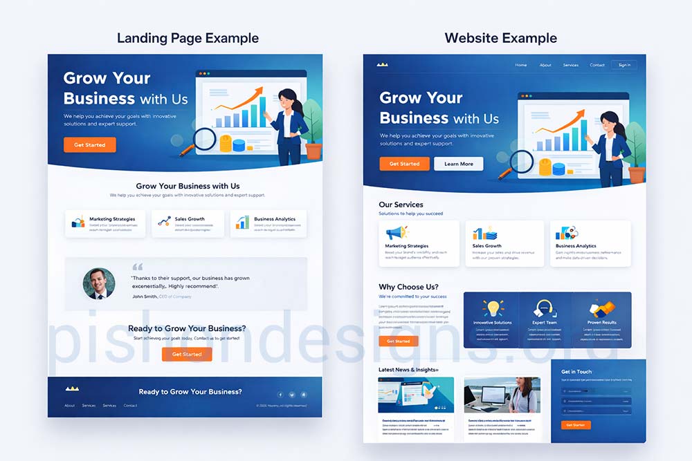 Landing Pages vs Full Websites: 5 Main Differences